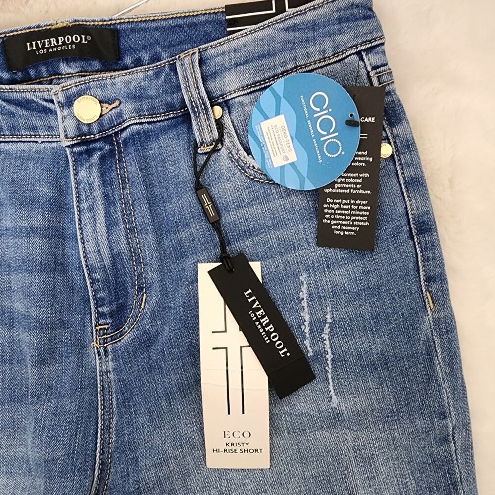Liverpool Kristy Hi-Rise Denim Bermuda Shorts Stretch Rolled Cuff NWT - 6/28 - Picture 5 of 10